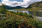 Parco Jotunheimen, Norvegia. L'emissario del Gjende dove è stato costruito il Gjendesheim.